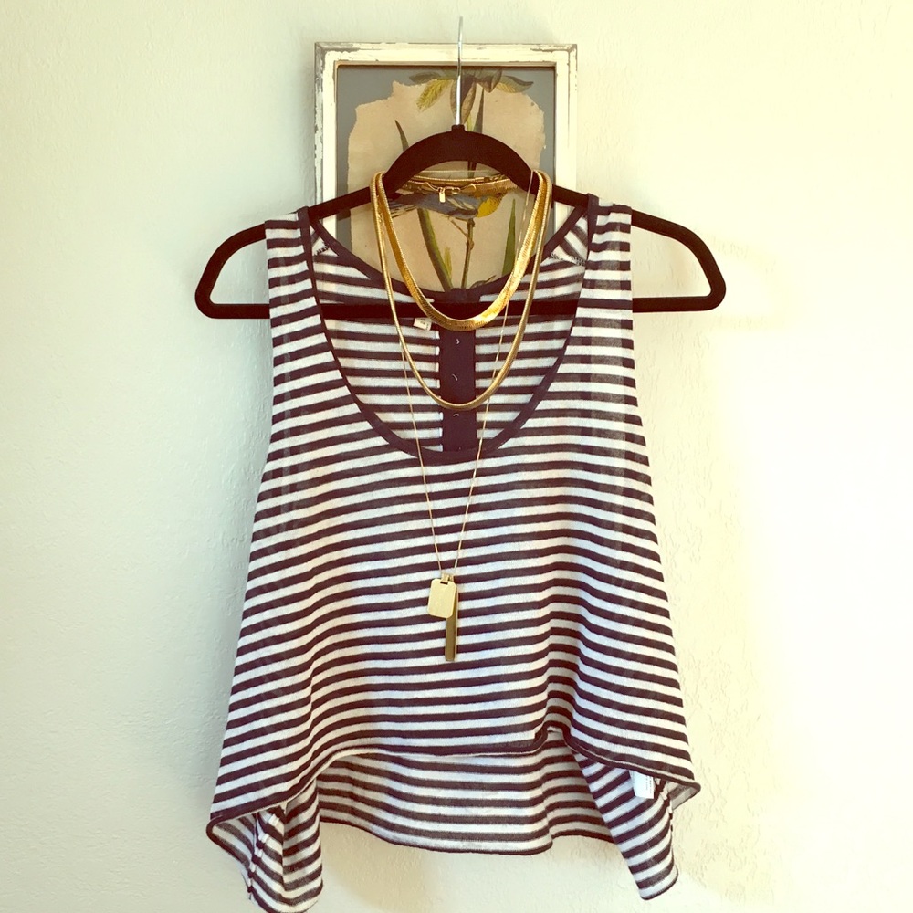Anthropologie nautical stripe crop tank M